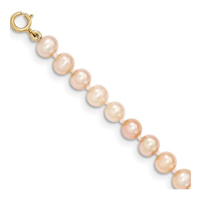 14K Yellow Gold Pink Freshwater Cultured Pearl Necklace – view 2