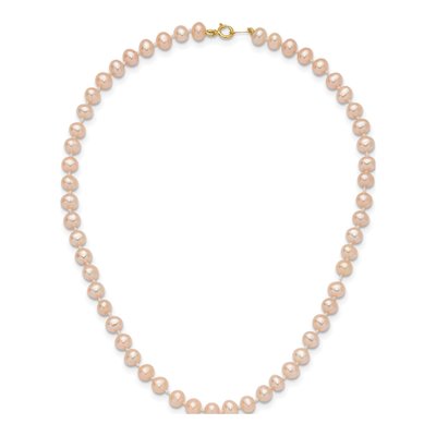 14K Yellow Gold Pink Freshwater Cultured Pearl Necklace – view 5