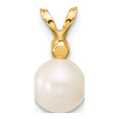 14K Yellow Gold Freshwater Cultured Pearl & Diamond Round Pendant – view 4