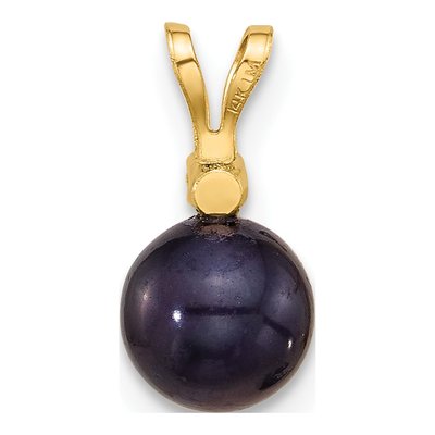 14K Yellow Gold Black Freshwater Cultured Pearl & Diamond Pendant – view 3