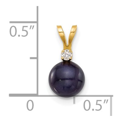 14K Yellow Gold Black Freshwater Cultured Pearl & Diamond Pendant – view 4