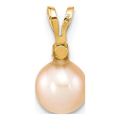 14K Yellow Gold Pink Freshwater Cultured Pearl & Diamond Pendant – view 4