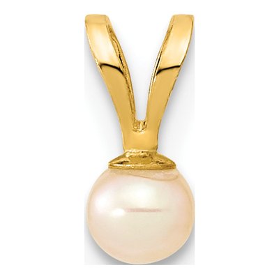 14K Yellow Gold Pink Freshwater Cultured Pearl Pendant