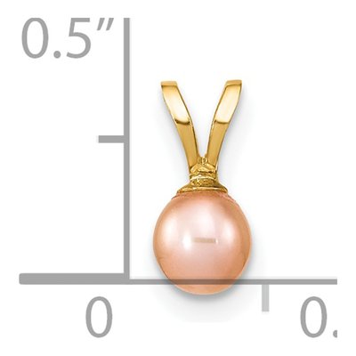 14K Yellow Gold Pink Freshwater Cultured Pearl Pendant – view 3