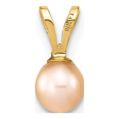 14K Yellow Gold Pink Freshwater Cultured Pearl Pendant – view 4