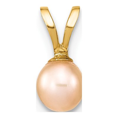 14K Yellow Gold Pink Freshwater Cultured Pearl Pendant