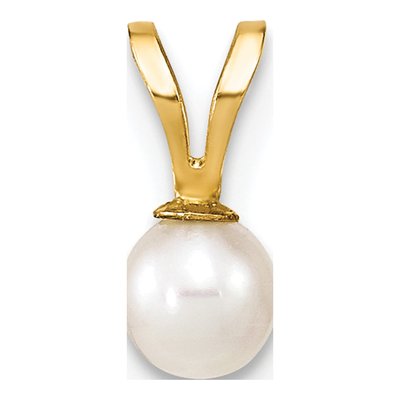 14K Yellow Gold Freshwater Cultured Pearl Round Pendant
