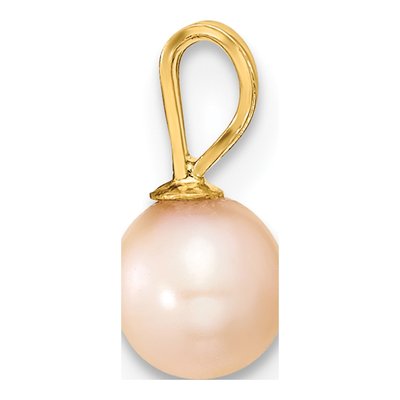 14K Yellow Gold Pink Freshwater Cultured Pearl Pendant – view 2