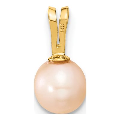 14K Yellow Gold Pink Freshwater Cultured Pearl Pendant – view 4