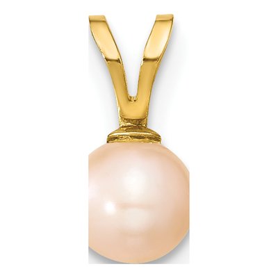 14K Yellow Gold Pink Freshwater Cultured Pearl Pendant