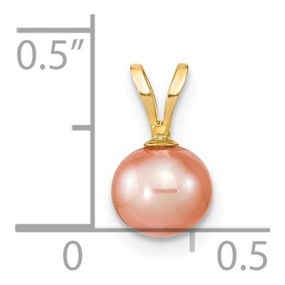14K Yellow Gold Pink Freshwater Cultured Pearl Pendant – view 3