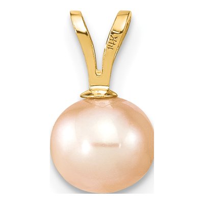 14K Yellow Gold Pink Freshwater Cultured Pearl Pendant – view 4