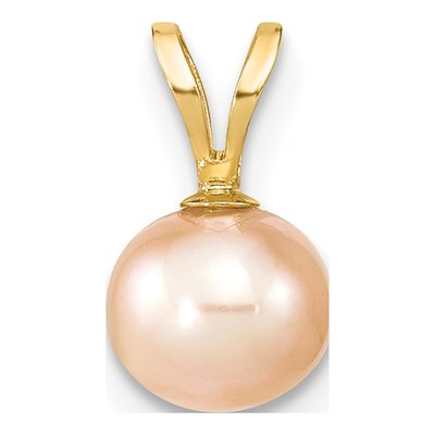 14K Yellow Gold Pink Freshwater Cultured Pearl Pendant