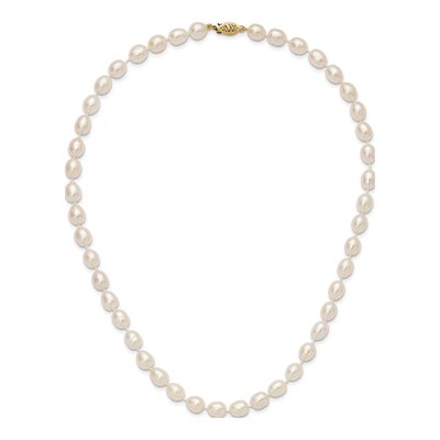 14K Yellow Gold Freshwater Cultured Pearl Rice Necklace – view 4