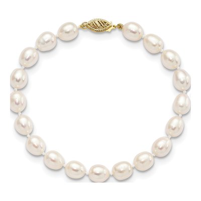 14K Yellow Gold Freshwater Cultured Pearl Rice Bracelet – view 4