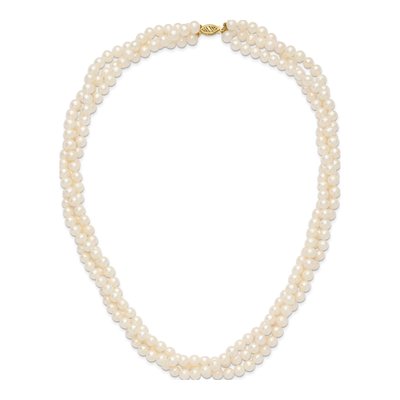 14K Yellow Gold Freshwater Cultured Pearl 3-Strand Necklace – view 6