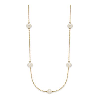 14K Yellow Gold Freshwater Cultured Pearl 7-Station Necklace – view 3