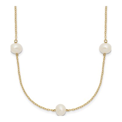 14K Yellow Gold Freshwater Cultured Pearl 7-Station Necklace