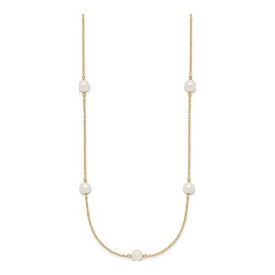 14K Yellow Gold Freshwater Cultured Pearl 7-Station Necklace – view 3
