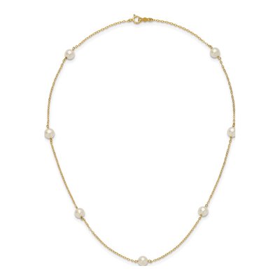 14K Yellow Gold Freshwater Cultured Pearl 7-Station Necklace – view 5