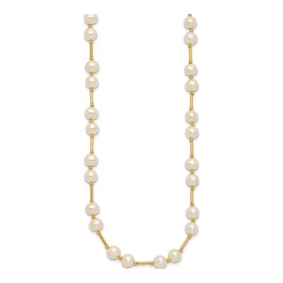 14K Yellow Gold Freshwater Cultured Pearl Near-Round Beaded Necklace – view 2