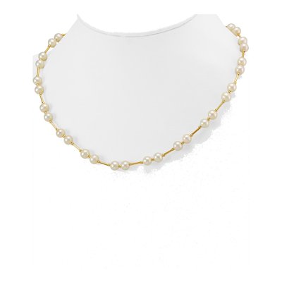 14K Yellow Gold Freshwater Cultured Pearl Near-Round Beaded Necklace – view 4