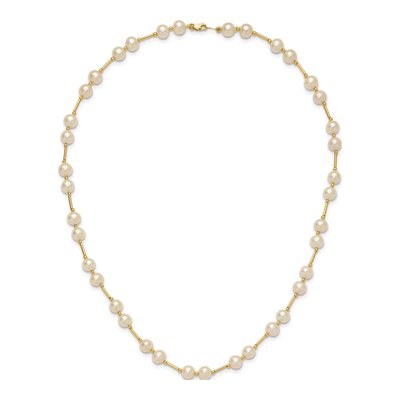 14K Yellow Gold Freshwater Cultured Pearl Near-Round Beaded Necklace – view 5