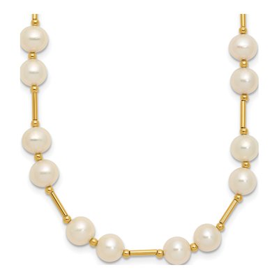 14K Yellow Gold Freshwater Cultured Pearl Near-Round Beaded Necklace