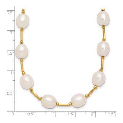 14K Yellow Gold Freshwater Cultured Pearl Rice Beaded Necklace – view 3