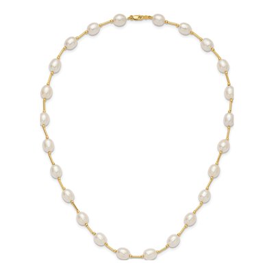 14K Yellow Gold Freshwater Cultured Pearl Rice Beaded Necklace – view 5
