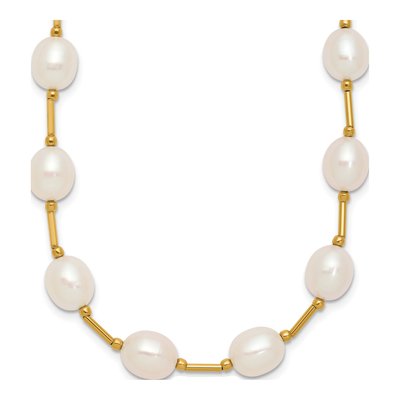 14K Yellow Gold Freshwater Cultured Pearl Rice Beaded Necklace