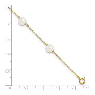 14K Yellow Gold Freshwater Cultured Pearl Station Anklet – view 3