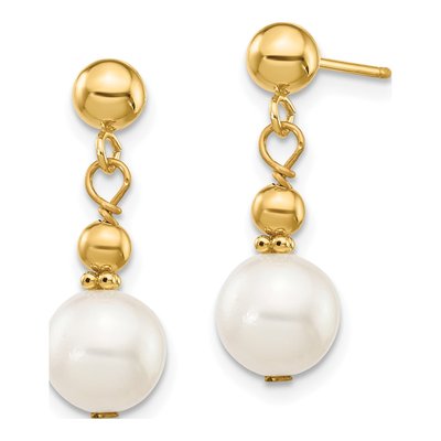 14K Yellow Gold Freshwater Cultured Pearl Dangle Earrings – view 2