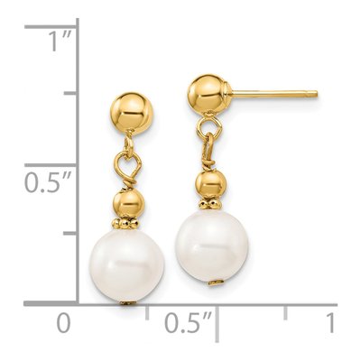 14K Yellow Gold Freshwater Cultured Pearl Dangle Earrings – view 4