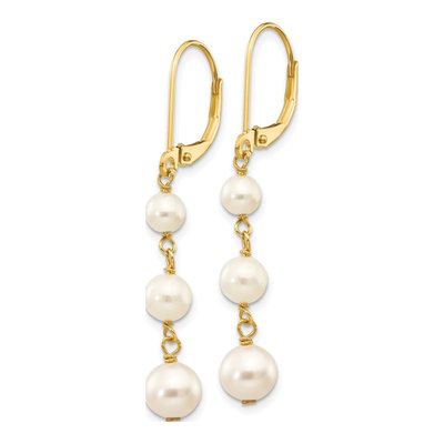 14K Yellow Gold Freshwater Cultured Pearl Leverbacks Leverback Earrings – view 2