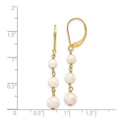 14K Yellow Gold Freshwater Cultured Pearl Leverbacks Leverback Earrings – view 4
