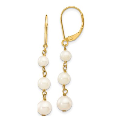 14K Yellow Gold Freshwater Cultured Pearl Leverbacks Leverback Earrings