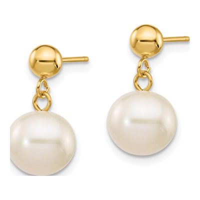14K Yellow Gold Freshwater Cultured Pearl Dangle Earrings – view 2