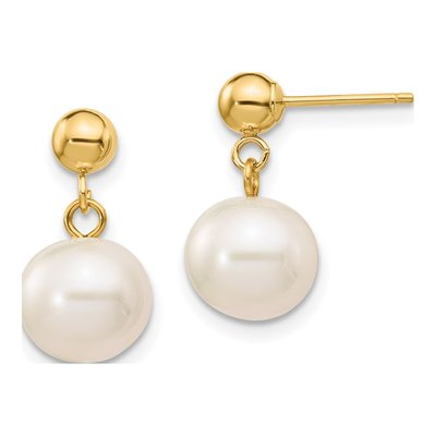 14K Yellow Gold Freshwater Cultured Pearl Dangle Earrings