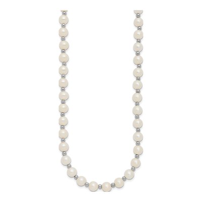 14K White Gold Freshwater Cultured Pearl Near-Round Beaded Necklace – view 2
