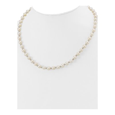 14K White Gold Freshwater Cultured Pearl Near-Round Beaded Necklace – view 4