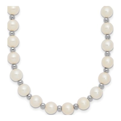 14K White Gold Freshwater Cultured Pearl Near-Round Beaded Necklace