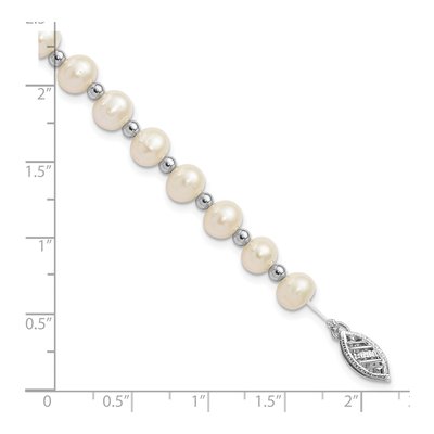 14K White Gold Freshwater Cultured Pearl Near-Round Beaded Bracelet – view 3