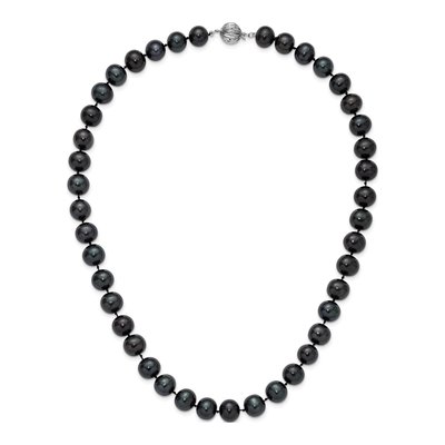 14K White Gold Black Freshwater Cultured Pearl Necklace – view 5