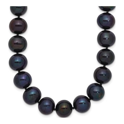 14K White Gold Black Freshwater Cultured Pearl Necklace