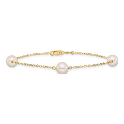 14K Yellow Gold Freshwater Cultured Pearl 3-Station Bracelet – view 4