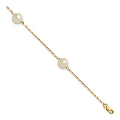 14K Yellow Gold Freshwater Cultured Pearl 3-Station Bracelet