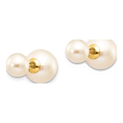 14K Yellow Gold Freshwater Cultured Pearl Round Screwback Stud Earrings – view 2
