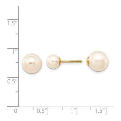 14K Yellow Gold Freshwater Cultured Pearl Round Screwback Stud Earrings – view 4
