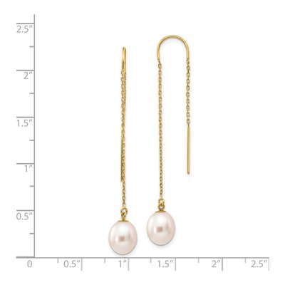 14k Yellow Gold Freshwater Pearl Threader Earrings – view 4